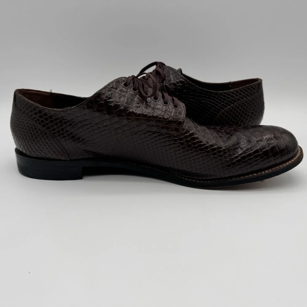 Stacy Adams Madison Anaconda Size 14D Print‎ Leather Mens Shoes Brown Biscuit